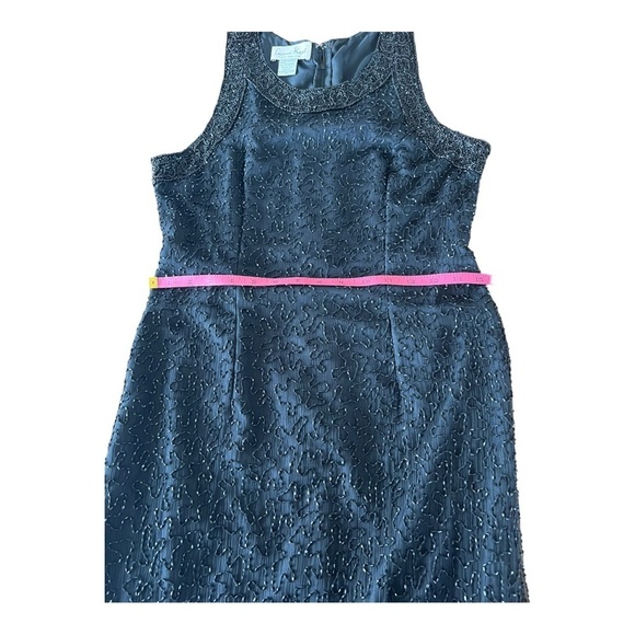 Laurence Kazar NY 100% Silk Shell Black Sequin  Beaded Cocktail Dress Size M - Picture 8 of 13